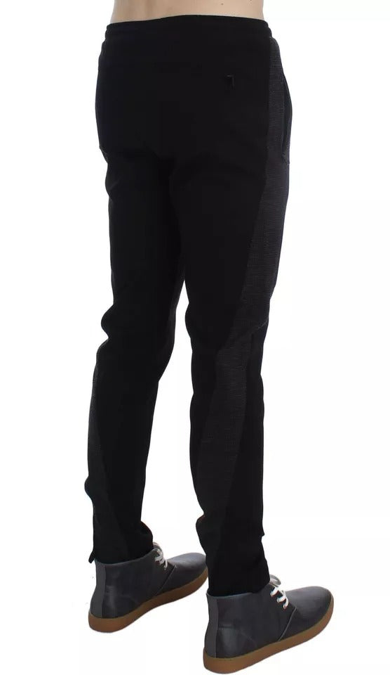 Dolce & Gabbana Schwarz Grau Wolle Casual Hose Streifen Hose