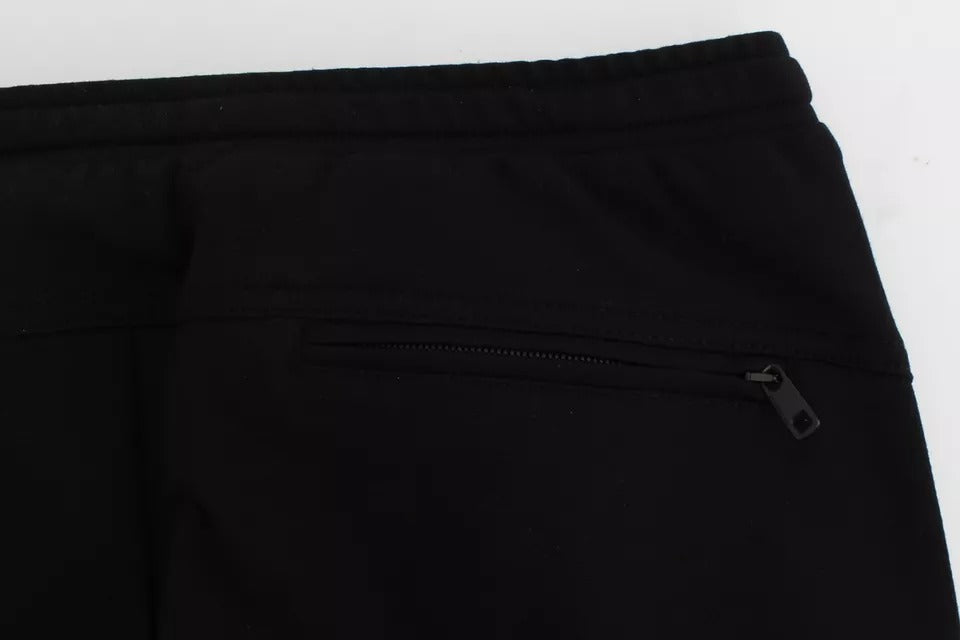 Dolce & Gabbana Schwarz Grau Wolle Casual Hose Streifen Hose
