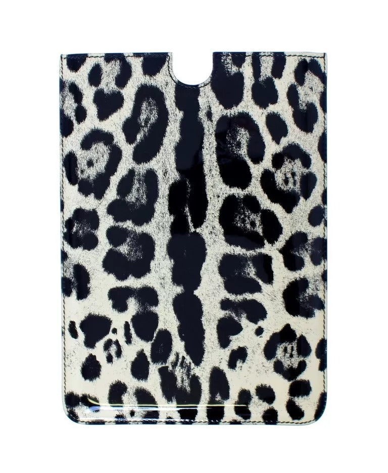 Dolce & Gabbana White Leopard Print Leather eBook Cover Tablet Case