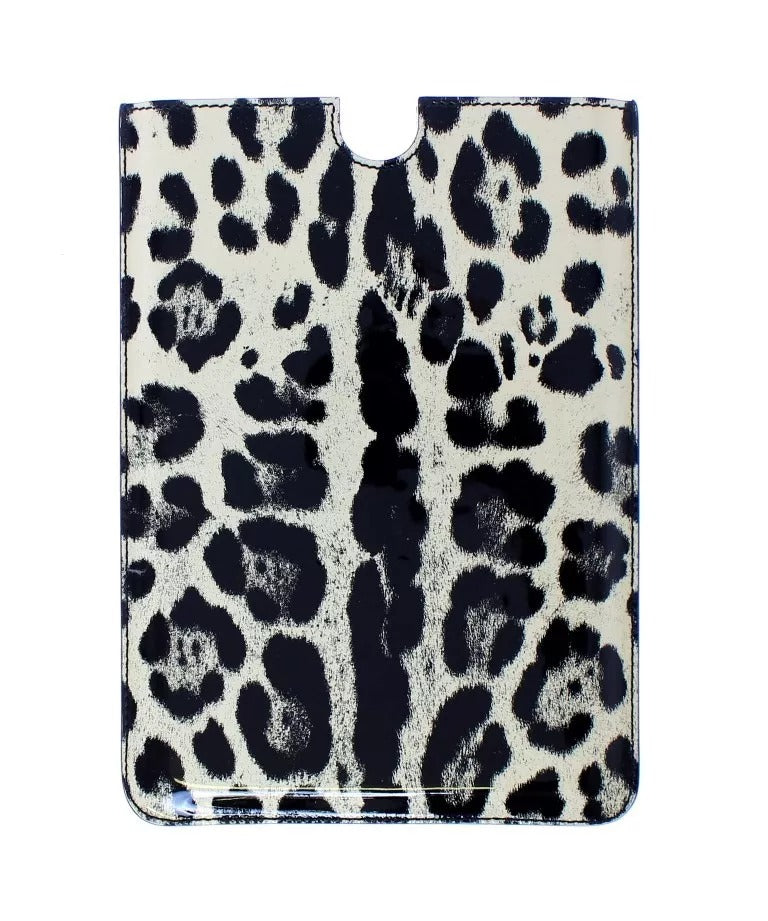 Dolce & Gabbana White Leopard Print Leather eBook Cover Tablet Case
