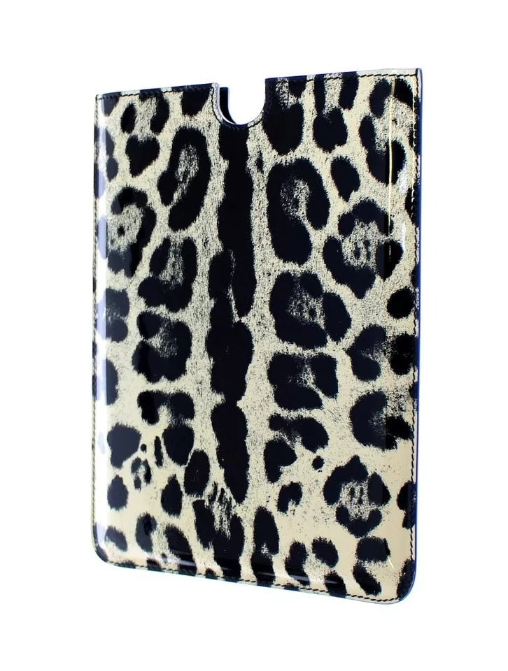 Dolce & Gabbana White Leopard Print Leather eBook Cover Tablet Case