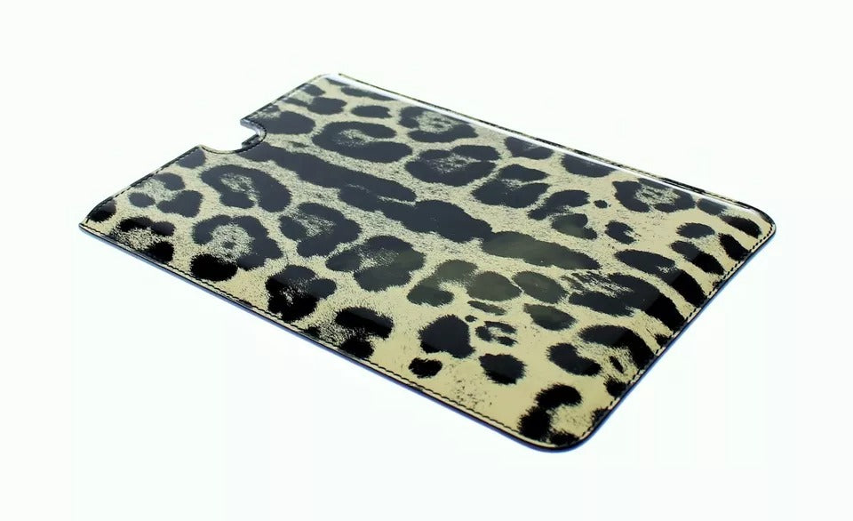 Dolce & Gabbana White Leopard Print Leather eBook Cover Tablet Case