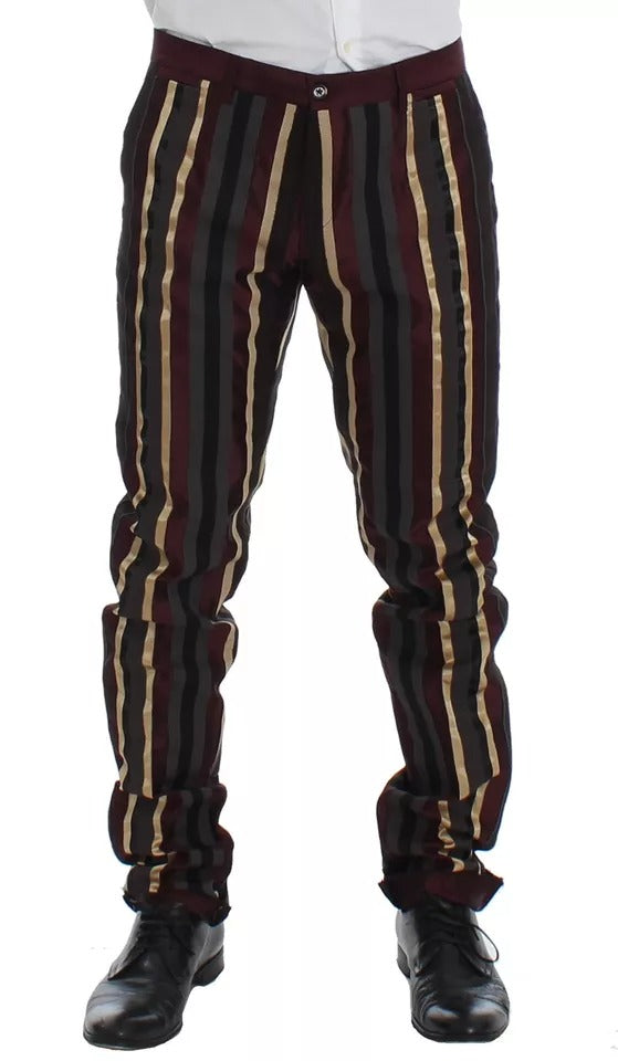 Dolce & Gabbana Multicolor Striped Runway 3 Piece Slim Fit Waistcoat Suit