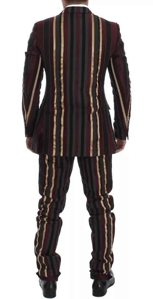 Dolce & Gabbana Multicolor Striped Runway 3 Piece Slim Fit Waistcoat Suit