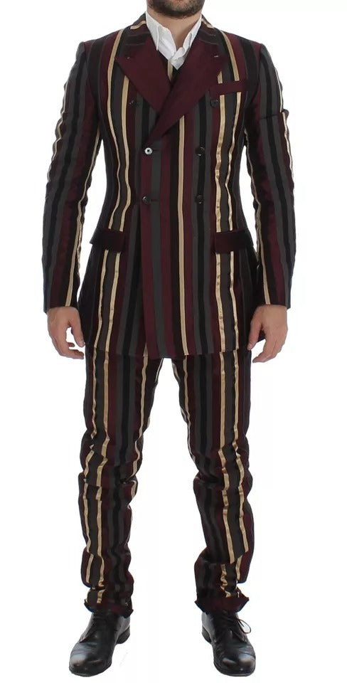 Dolce & Gabbana Multicolor Striped Runway 3 Piece Slim Fit Waistcoat Suit