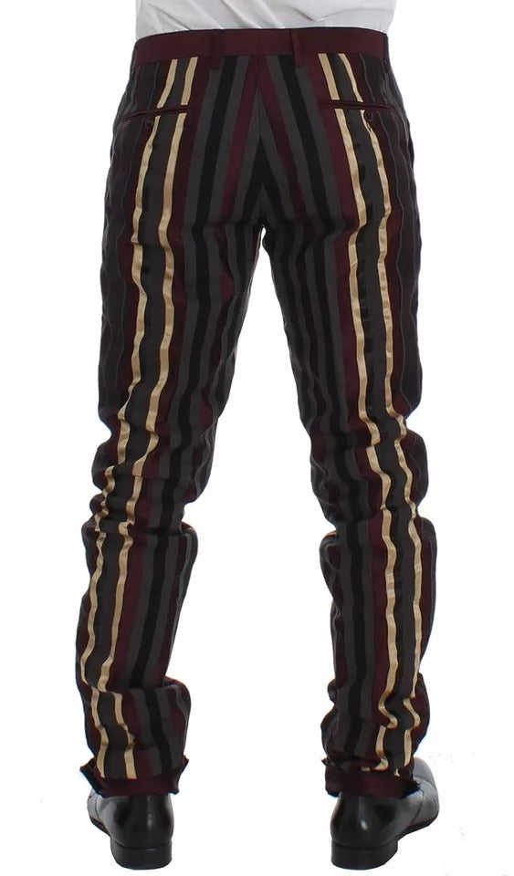Dolce & Gabbana Multicolor Striped Runway 3 Piece Slim Fit Waistcoat Suit