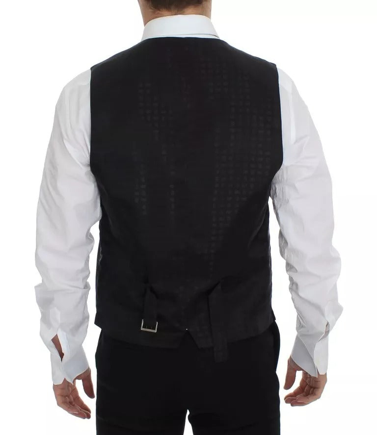 Dolce & Gabbana Black Wool-Silk Dress Gilet Jacket Vest