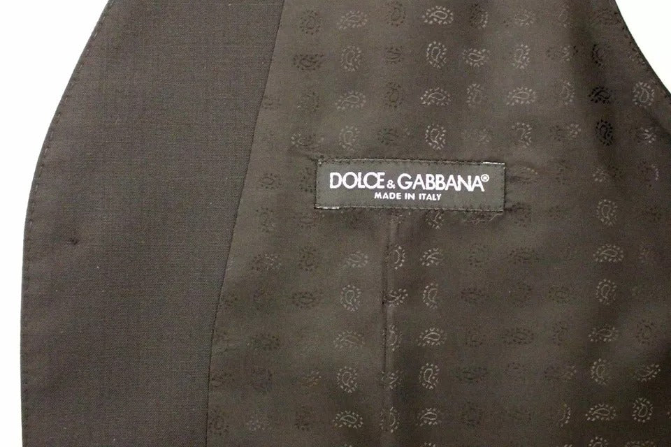 Dolce & Gabbana Black Wool-Silk Dress Gilet Jacket Vest