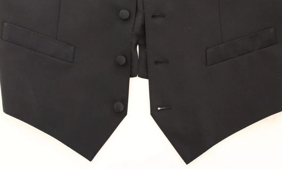 Dolce & Gabbana Black Wool-Silk Dress Gilet Jacket Vest