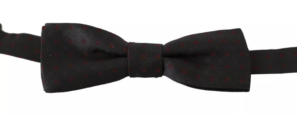 Dolce & Gabbana Grey Polka Dot Silk Bow Tie with Adjustable Neck