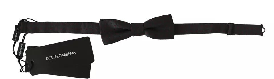 Dolce & Gabbana Grey Polka Dot Silk Bow Tie with Adjustable Neck