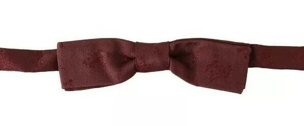 Dolce & Gabbana Bordeaux Seide Floral Faille Verstellbare Fliege