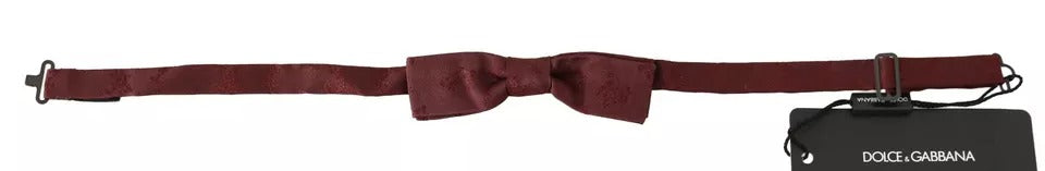 Dolce & Gabbana Bordeaux Seide Floral Faille Verstellbare Fliege
