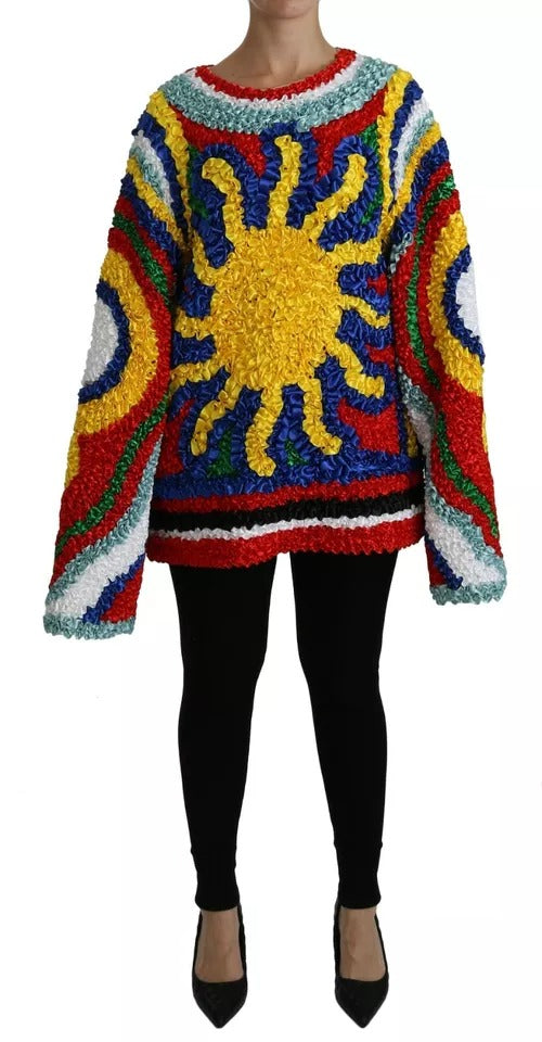Dolce & Gabbana Multicolor Sun Ruffled Top Blouse Pullover