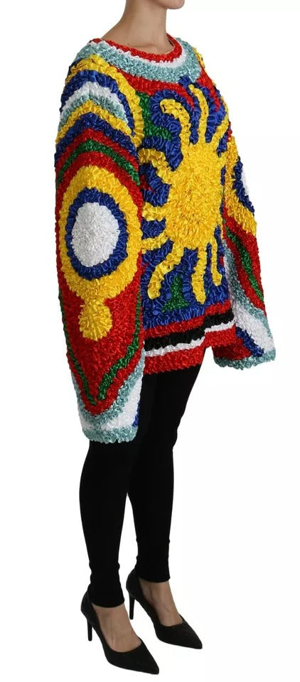 Dolce & Gabbana Multicolor Sun Ruffled Top Blouse Pullover