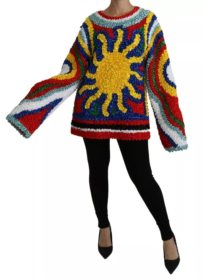Dolce & Gabbana Multicolor Sun Ruffled Top Blouse Pullover