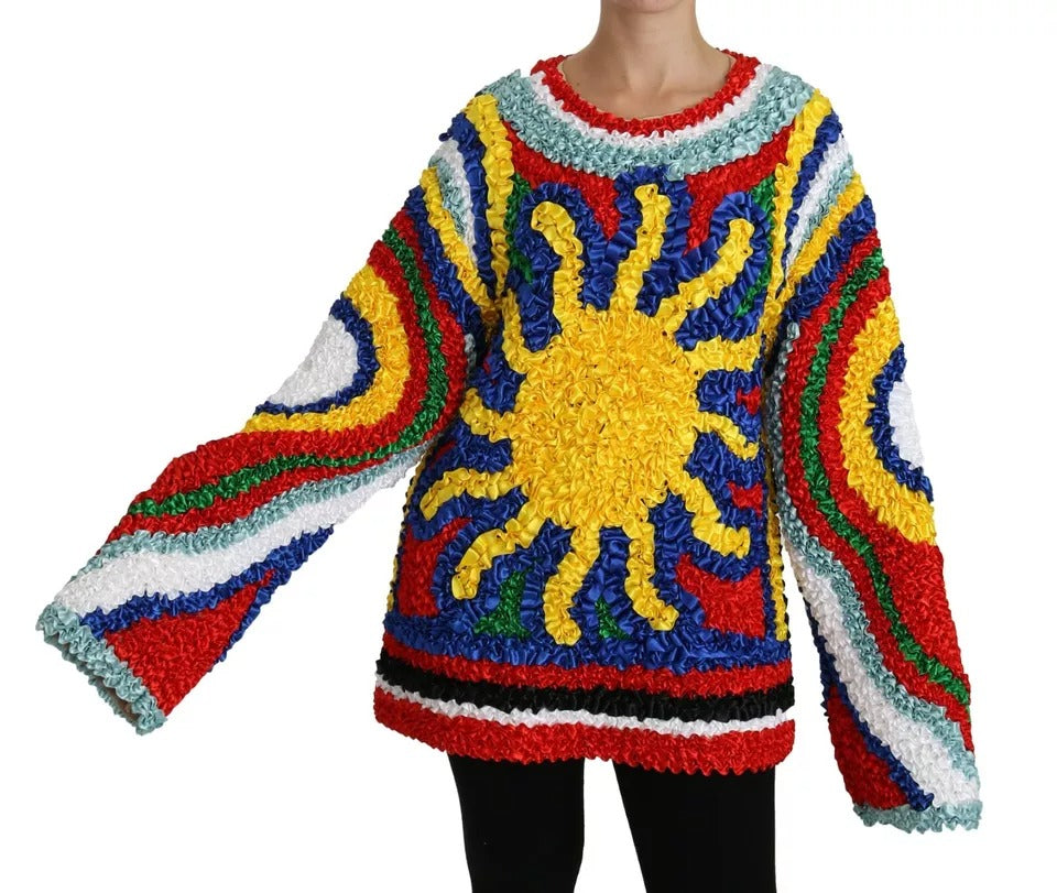 Dolce & Gabbana Multicolor Sun Ruffled Top Blouse Pullover