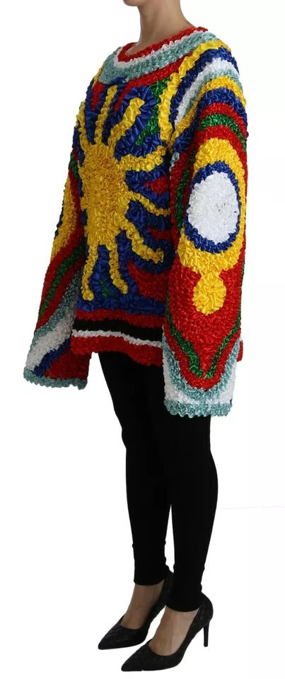 Dolce & Gabbana Multicolor Sun Ruffled Top Blouse Pullover