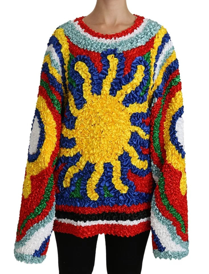 Dolce & Gabbana Multicolor Sun Ruffled Top Blouse Pullover