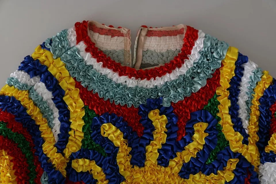 Dolce & Gabbana Multicolor Sun Ruffled Top Blouse Pullover