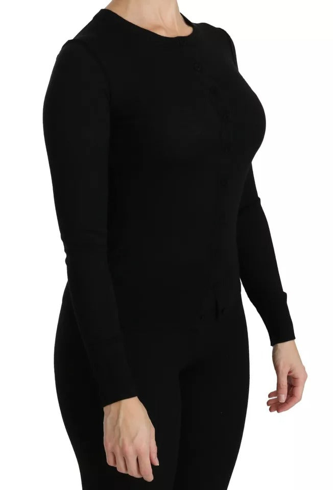 Dolce & Gabbana Schwarzes langärmeliges Oberteil aus Schurwolle Bluse Top