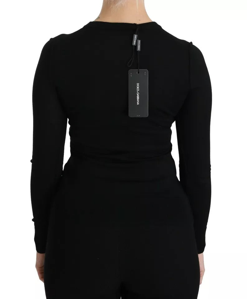 Dolce & Gabbana Schwarzes langärmeliges Oberteil aus Schurwolle Bluse Top