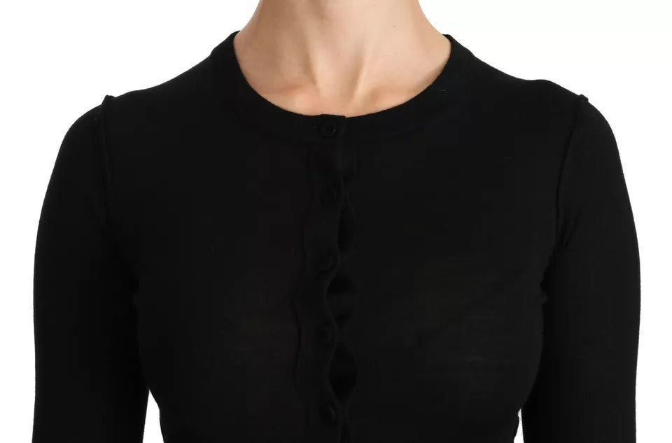 Dolce & Gabbana Schwarzes langärmeliges Oberteil aus Schurwolle Bluse Top