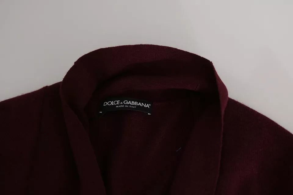 Dolce & Gabbana Burgundy Cashmere Crown Cardigan Sweater