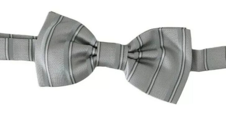 Dolce & Gabbana Light Grey Lined Adjustable Bow Tie