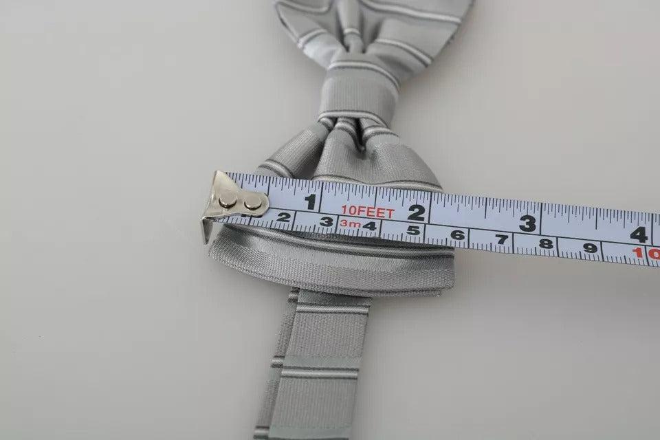 Dolce & Gabbana Light Grey Lined Adjustable Bow Tie