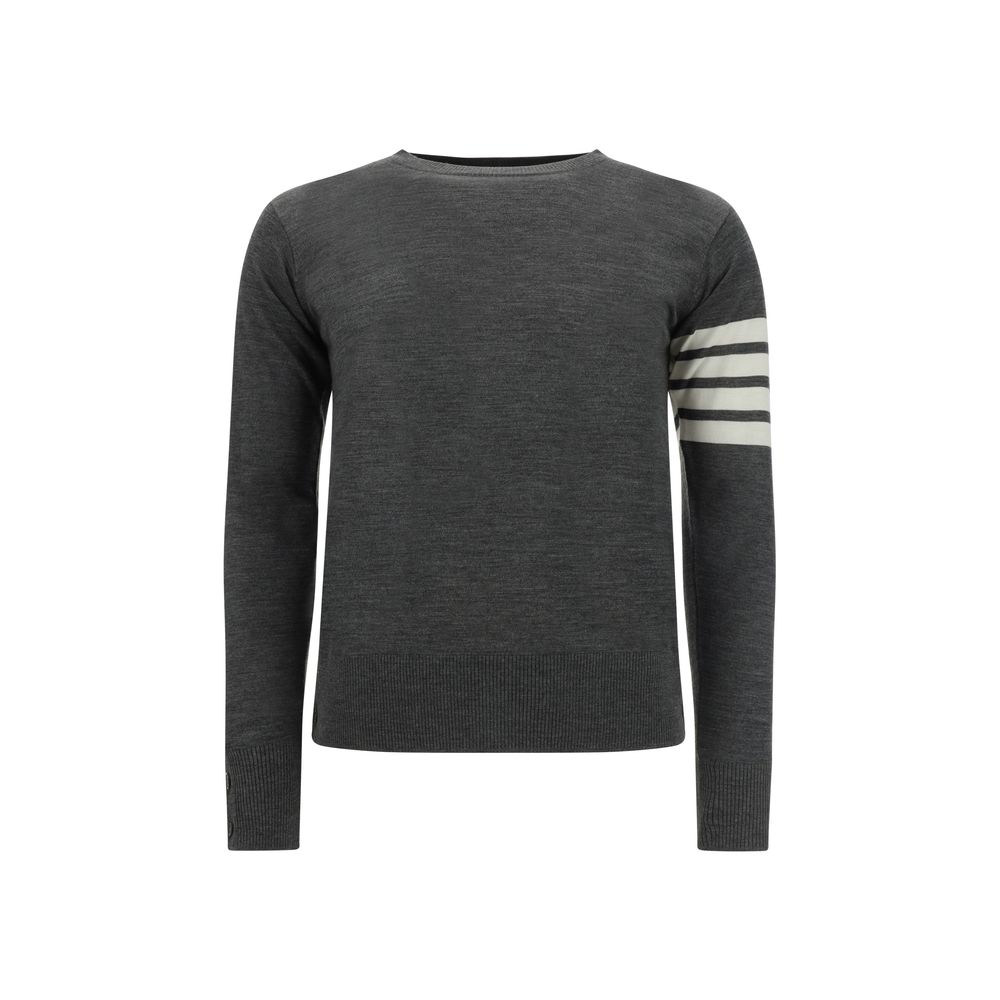 Thom Browne Grauer Fleece-Woll-Pullover