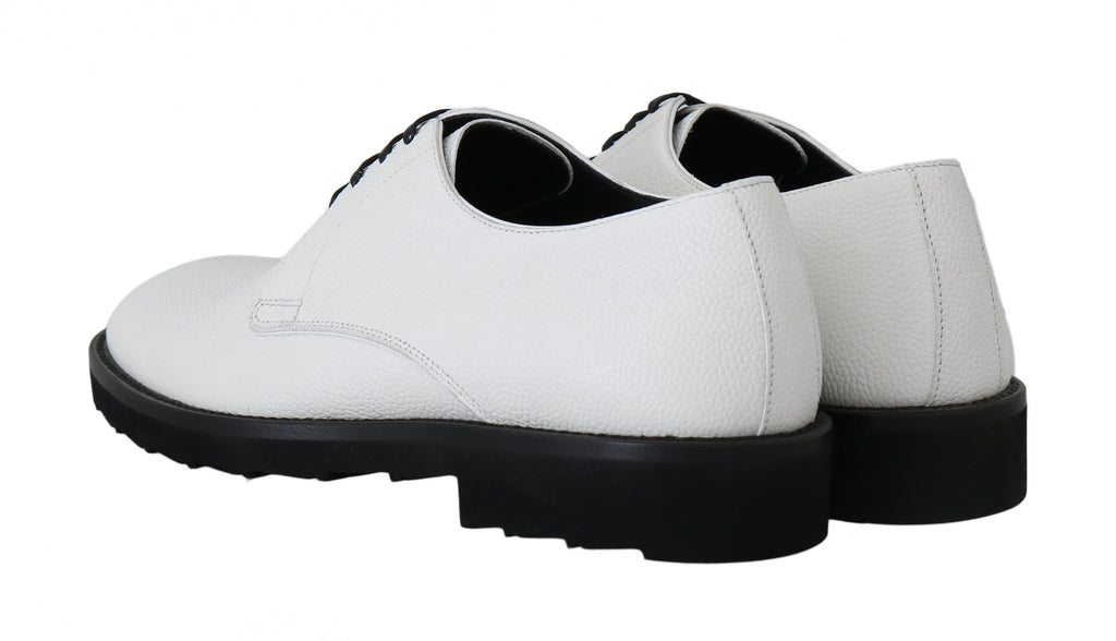 Dolce & Gabbana Weiße Leder Derby Kleid Formelle Schuhe