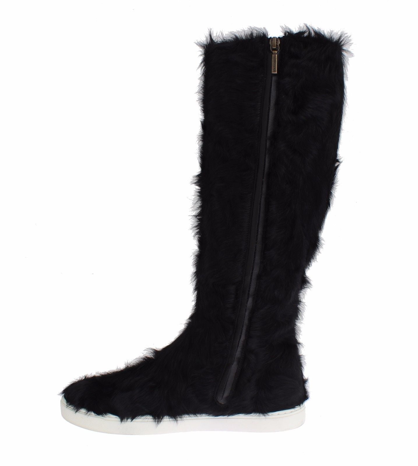 Dolce & Gabbana Schwarze Xiangao Lammfell-Lederstiefel