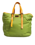 Dolce & Gabbana Grüne Nylon gepolsterte Logo Plaque Tote Umhängetasche