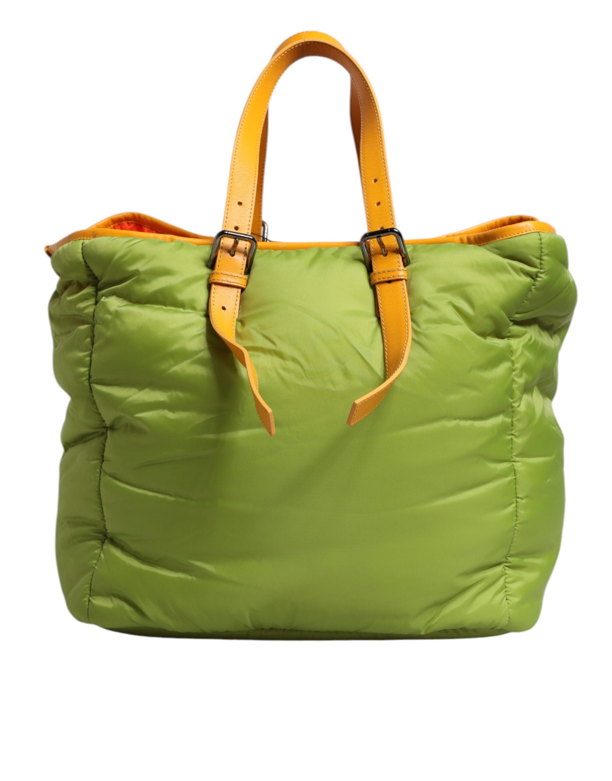 Dolce & Gabbana Grüne Nylon gepolsterte Logo Plaque Tote Umhängetasche