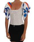 Dolce & Gabbana White Polka Dot Silk Corset Bustier Top