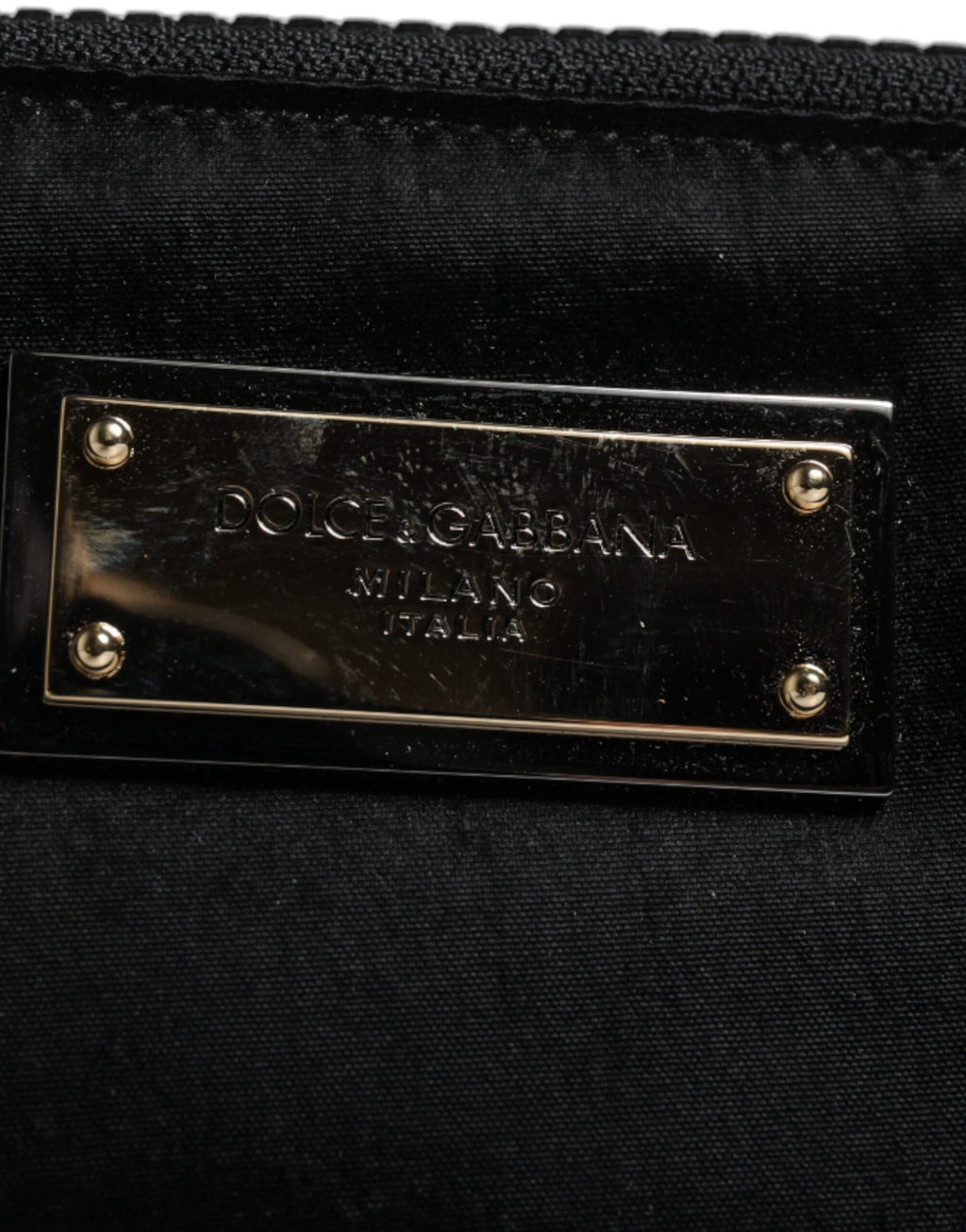 Dolce & Gabbana Black Nylon Logo Plaque Keyring Pouch Clutch