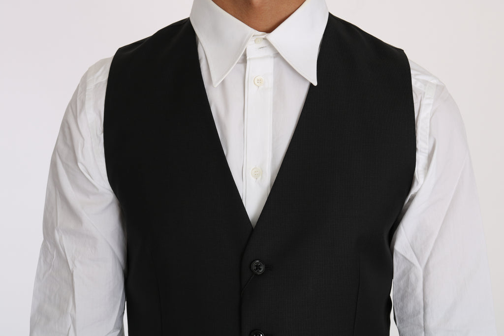 Dolce & Gabbana Black Vest in Substantial Wool and Silk