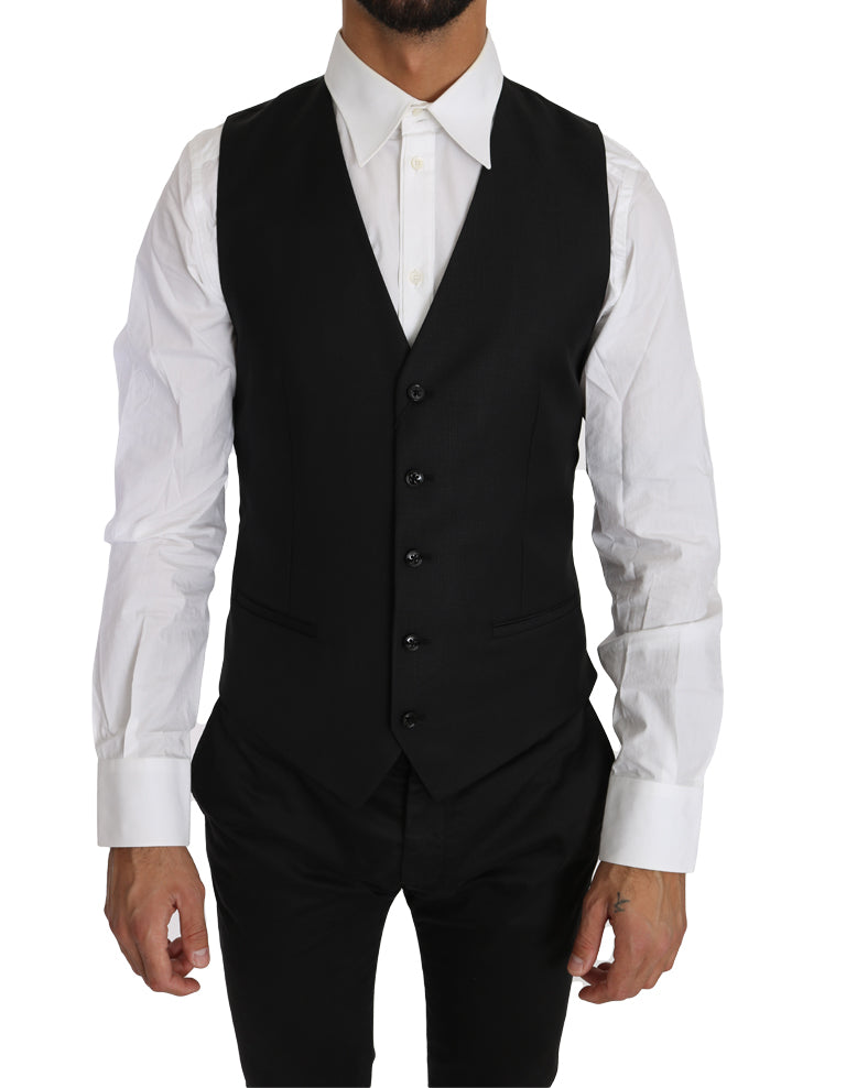 Dolce & Gabbana Black Vest in Substantial Wool and Silk