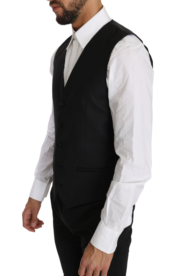 Dolce & Gabbana Black Vest in Substantial Wool and Silk