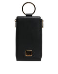 Dolce & Gabbana Black Leather Logo Plaque Lanyard Card Coin Wallet