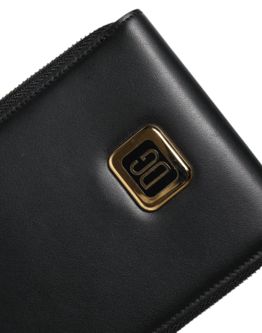 Dolce & Gabbana Black Leather Logo Plaque Lanyard Card Coin Wallet