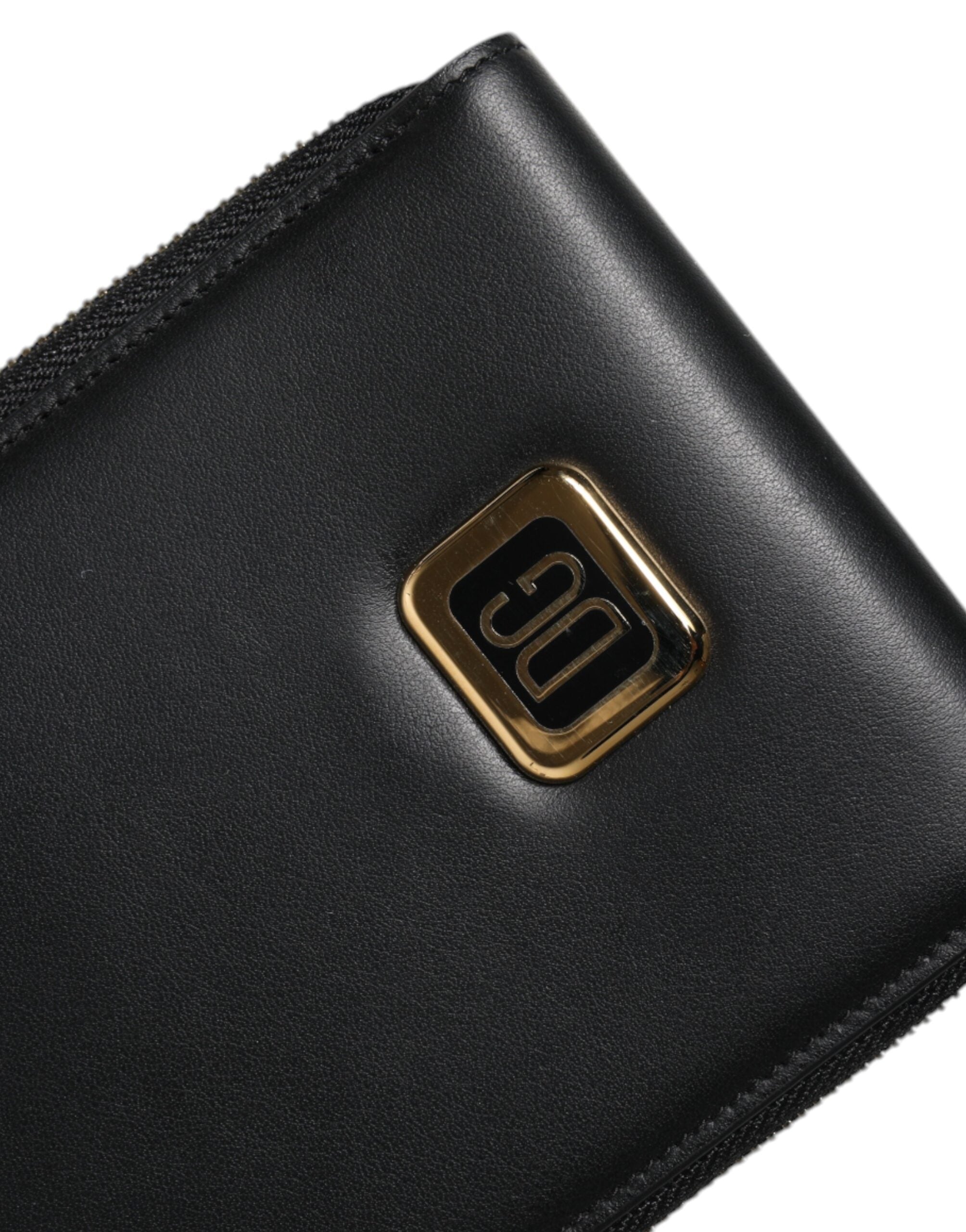 Dolce & Gabbana Black Leather Logo Plaque Lanyard Card Coin Wallet