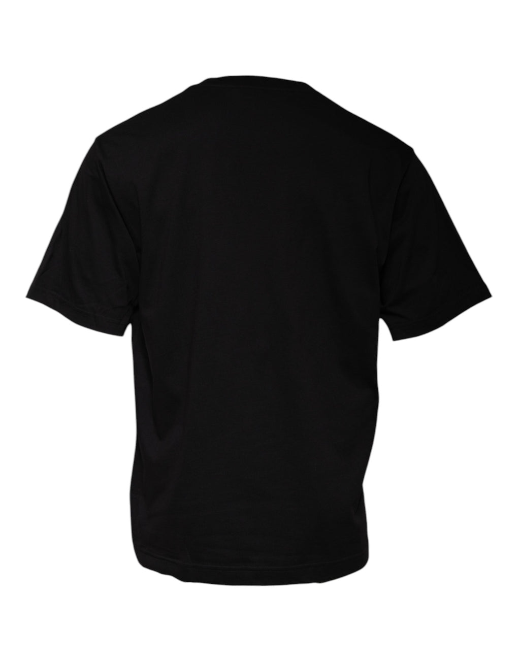 Dolce & Gabbana Black Cotton Crew Neck T-Shirt with Logo Print