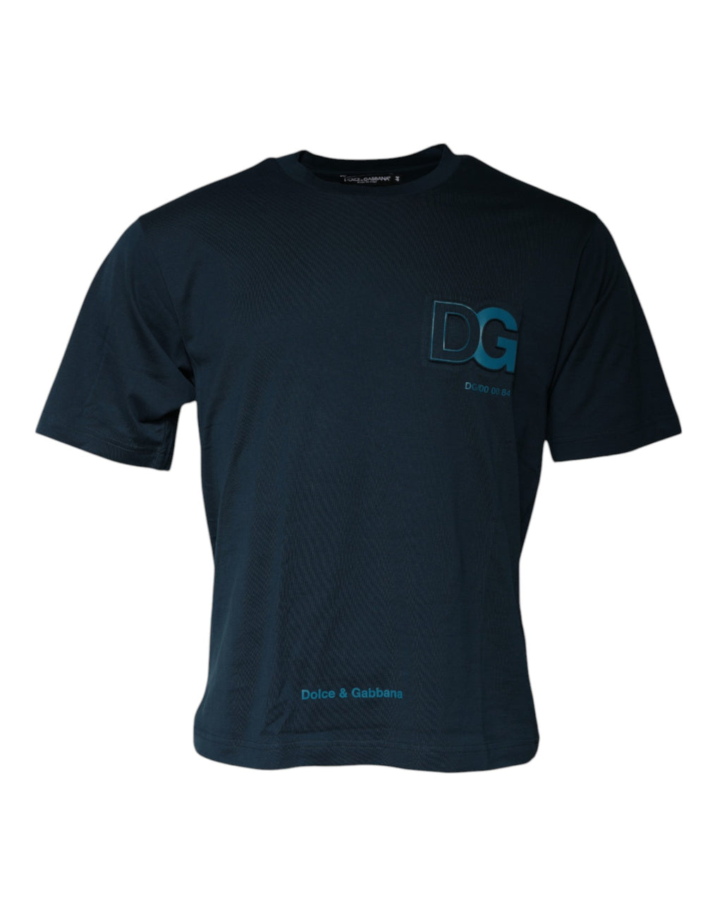 Dolce & Gabbana Blue Logo T-Shirt with Round Neck and Short Sleeves