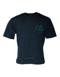 Dolce & Gabbana Blue Logo T-Shirt with Round Neck and Short Sleeves