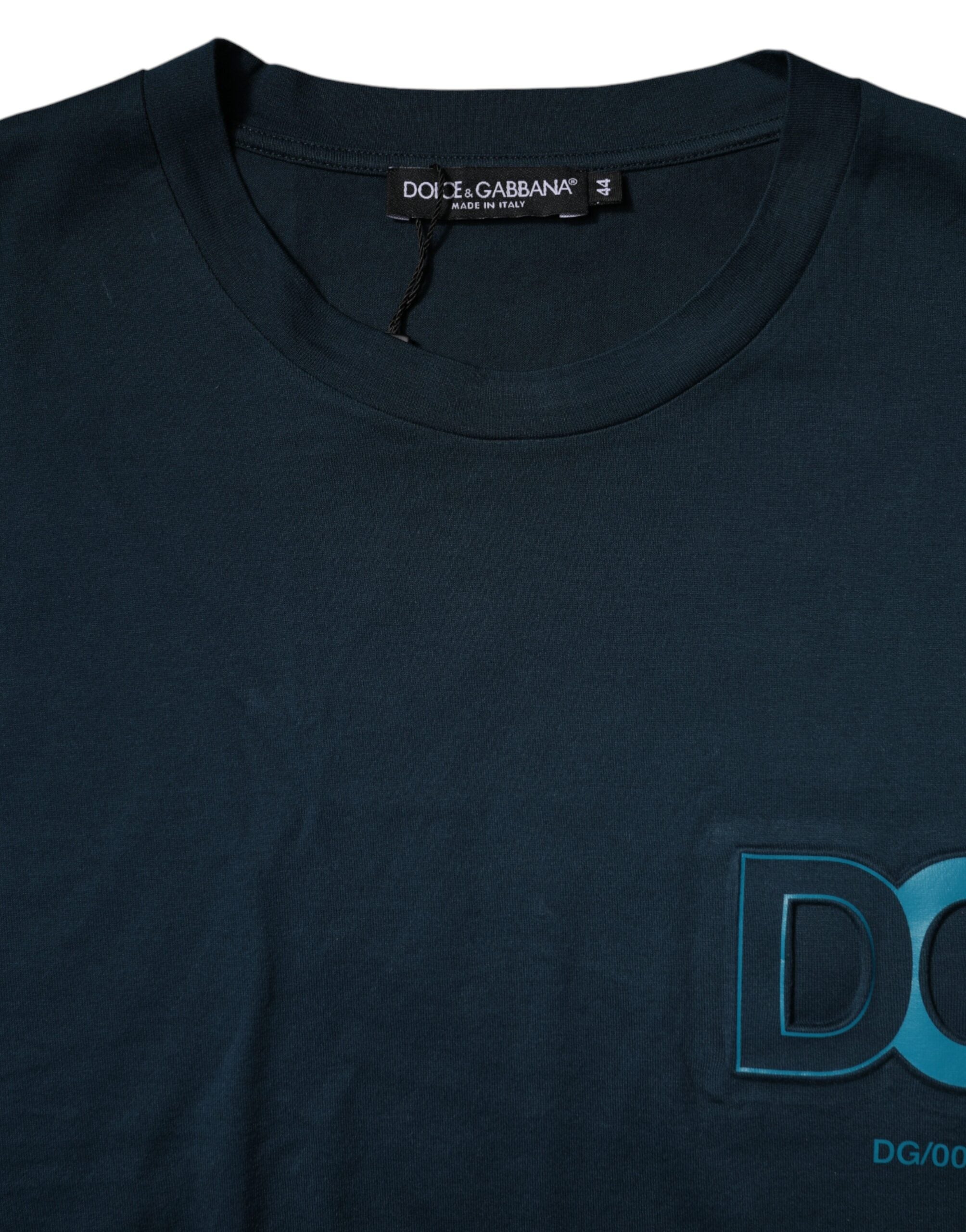 Dolce & Gabbana Blue Logo T-Shirt with Round Neck and Short Sleeves