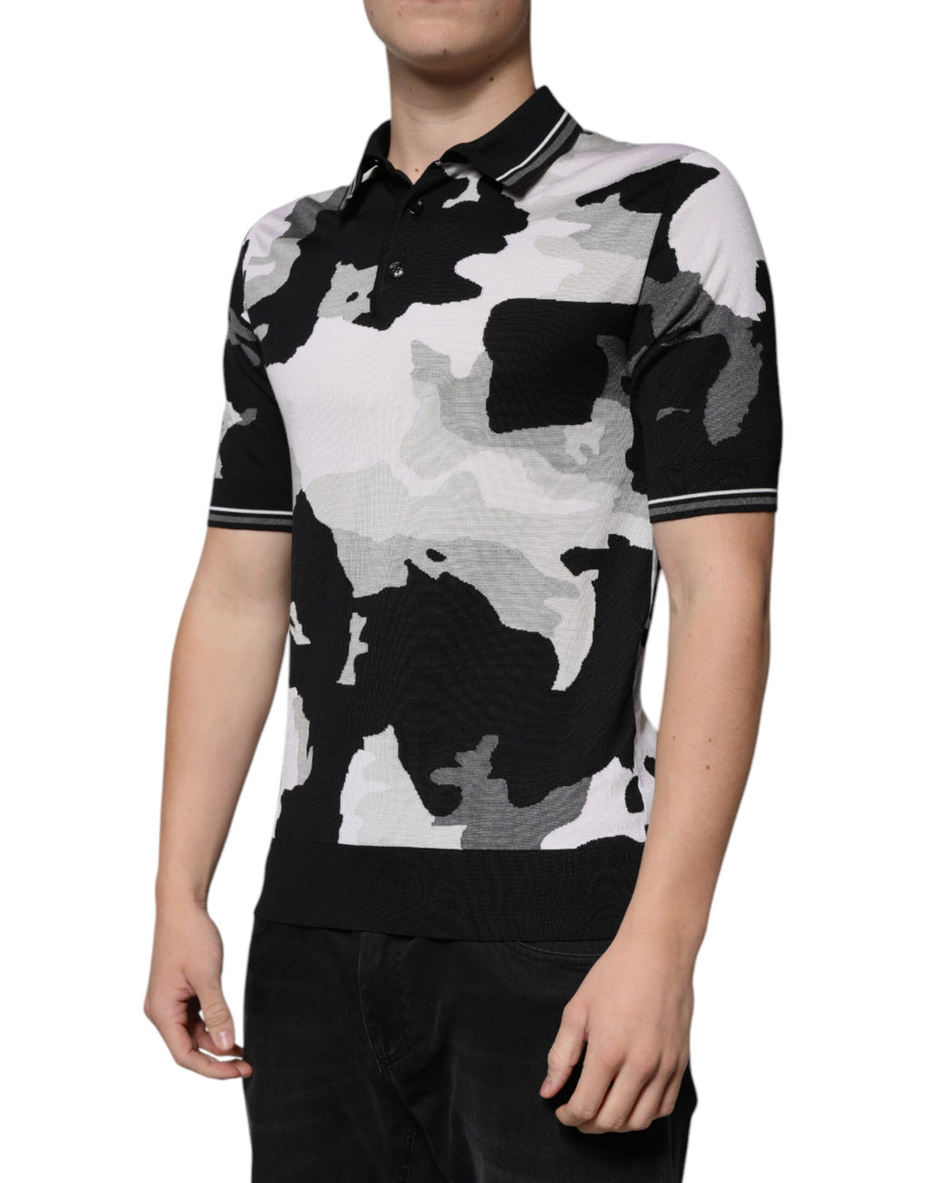 Dolce & Gabbana Multicolor Camouflage Polo Shirt with Collar