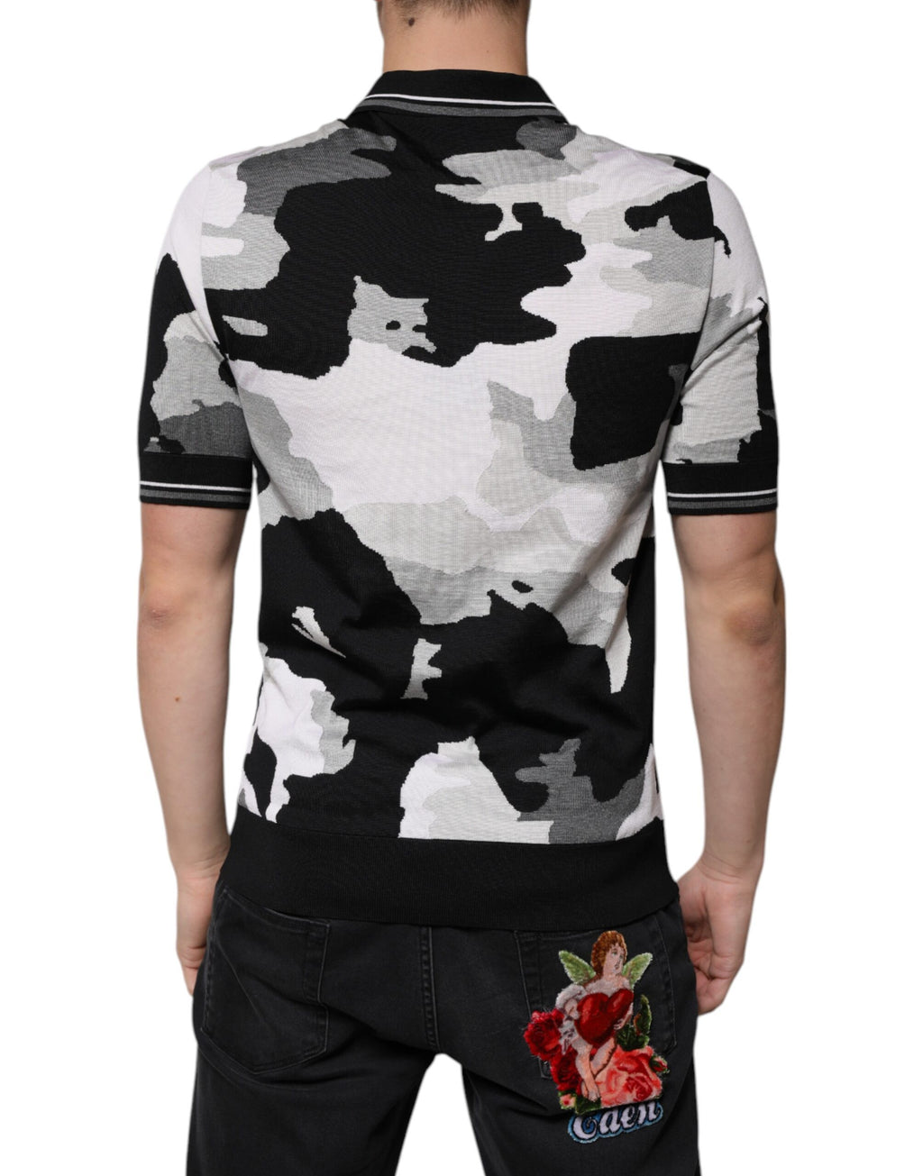 Dolce & Gabbana Multicolor Camouflage Polo Shirt with Collar