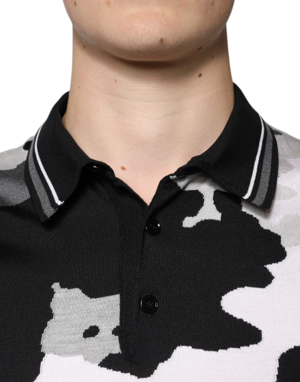 Dolce & Gabbana Multicolor Camouflage Polo Shirt with Collar